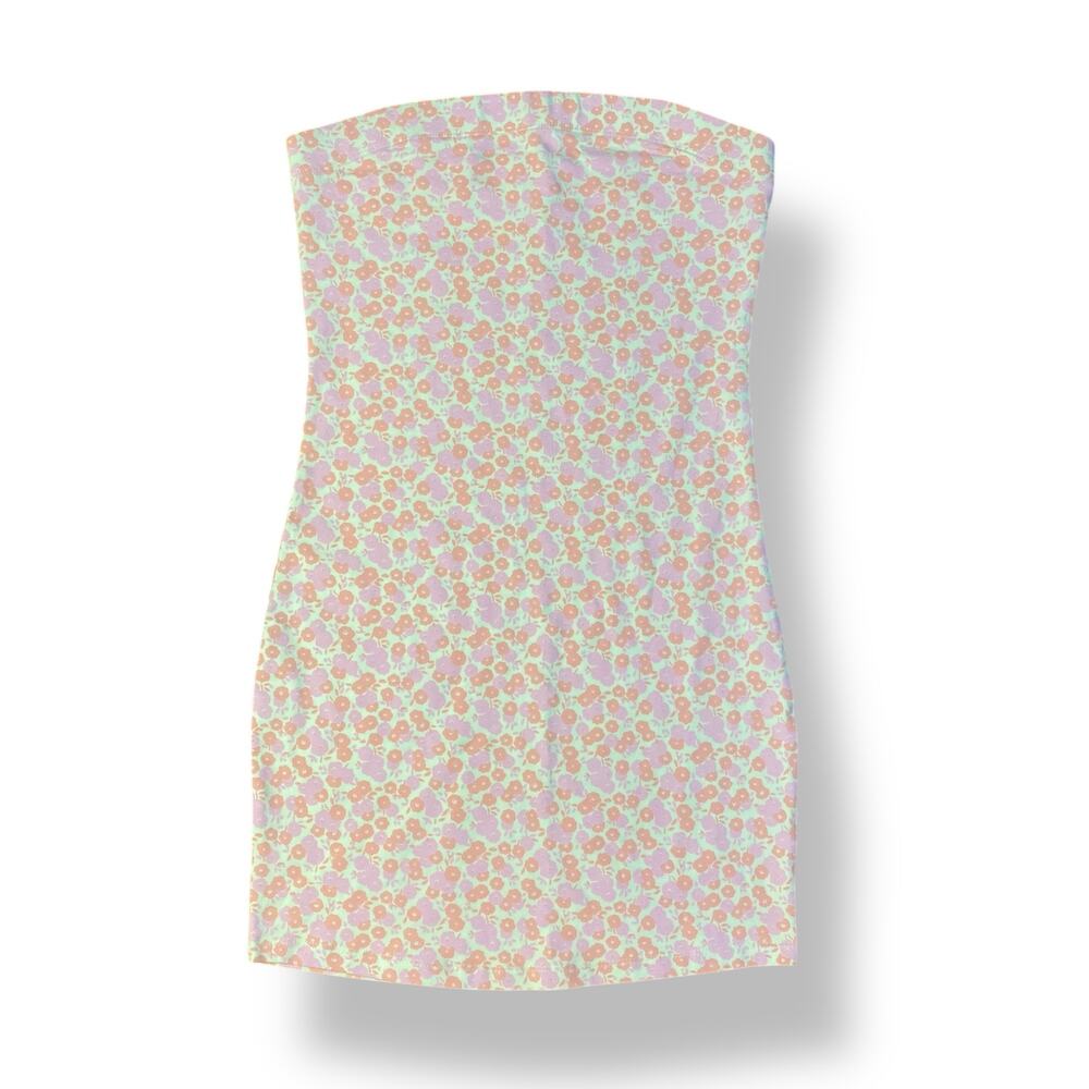 BP Green Allison Floral Strapless Tube Mini Dress Womens Size XS Multicolor